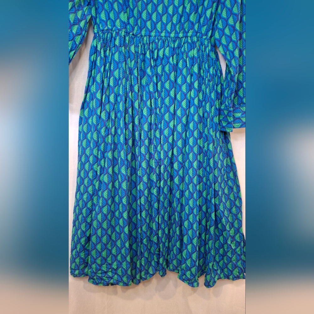 Afrofunkk is Tribal Funkk Blue Green Long Sleeve Dress Size 12 Womens - Picture 12 of 14